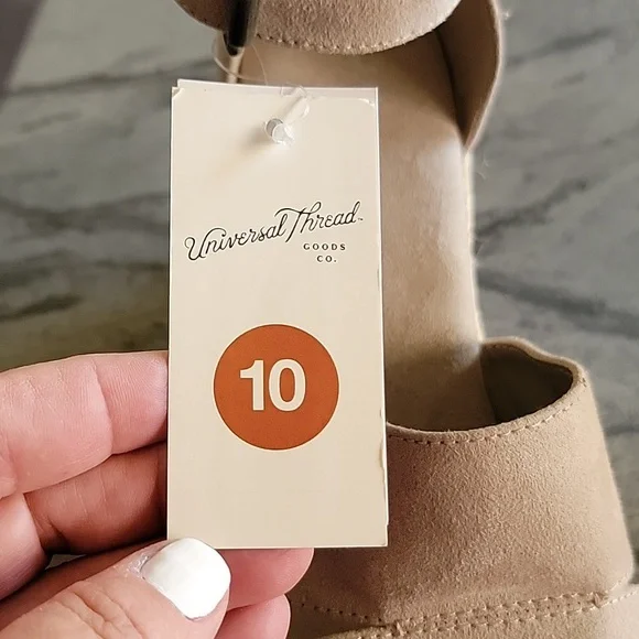 Universal Thread Jute/Faux Suede Boho Platform Wedge Peep Toe Heels Taupe sz 10 - Picture 11 of 14